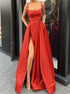 Spaghetti Straps Red Prom Dress with Slit LBQ0604